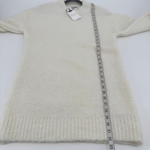 English Factory White Ivory Fluffy Crewneck Mini Sweater Dress Size Small - Picture 7 of 7